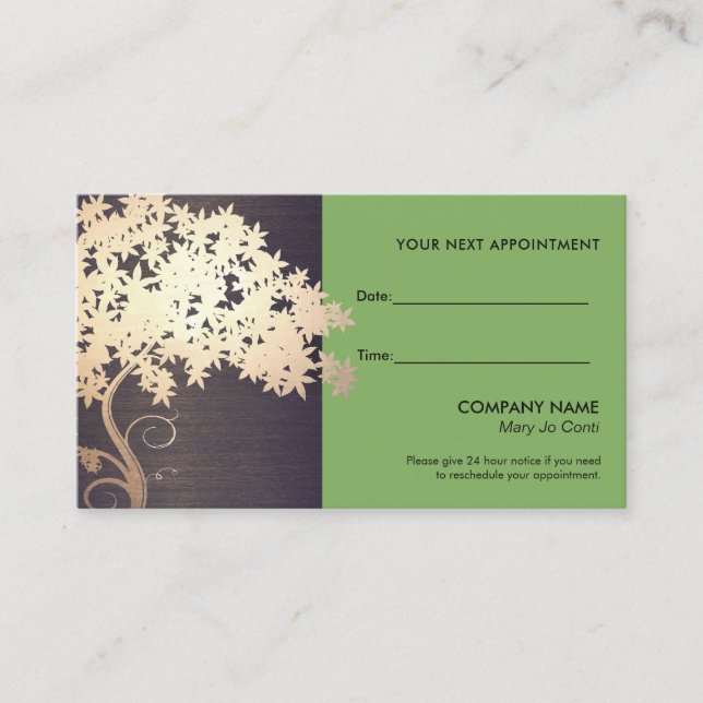 Zen Gold Branch Salon and Spa Appointment Card (Front)