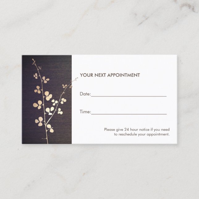 Zen Gold Branch Salon and Spa Appointment Card (Front)