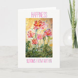 Zen Happiness Lotus Watercolor Art Greeting Card