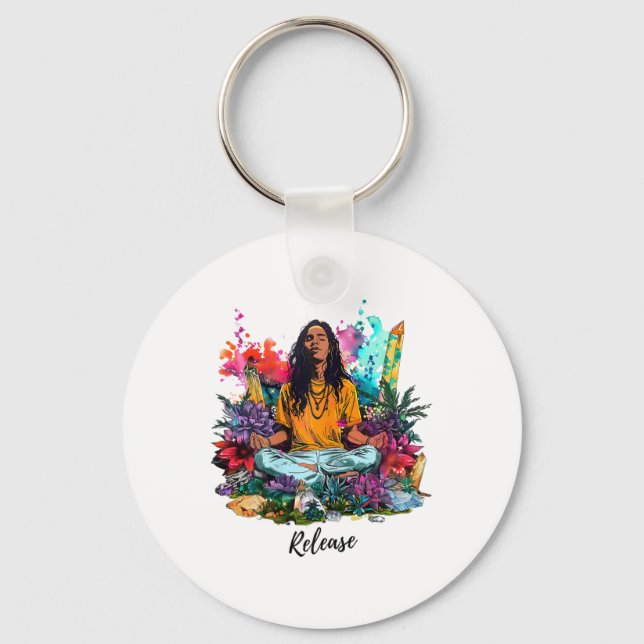 Zen Harmony Yoga And Meditation Inspired Design  Key Ring (Front)