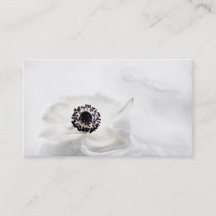 Zen High Key White Anemone on Water Background Business Card