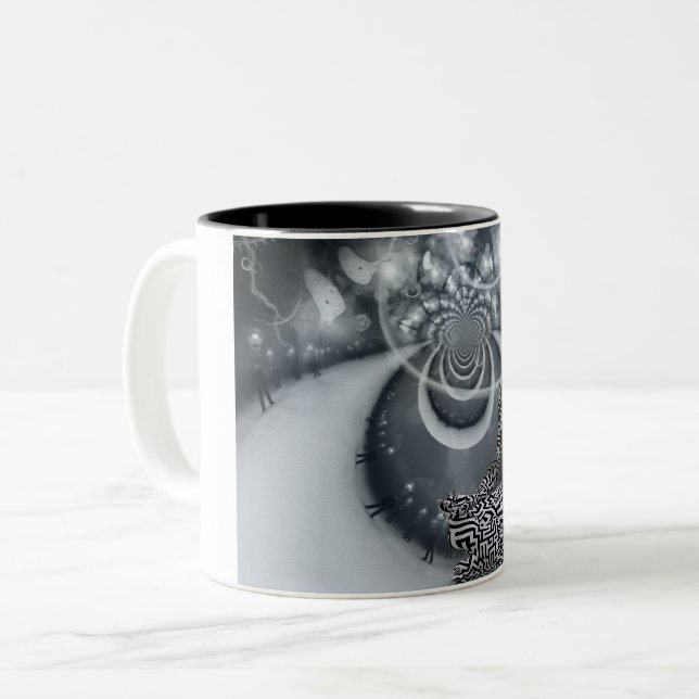 Zen in lotus pose Two-Tone coffee mug (Front Left)
