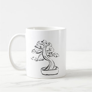 Zen Inkflow: Minimalist Bonsai Sumi-e Style Digita Coffee Mug