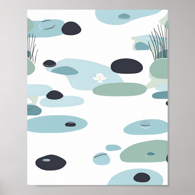 Zen Inspired  Pond Scene Art Poster (Front)