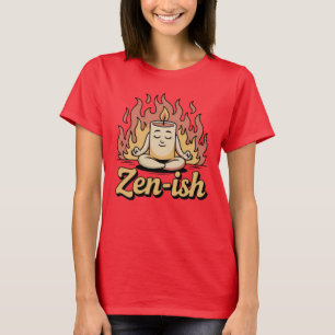 Zen-ish Funny Meditation in Chaos Candle Design T-Shirt