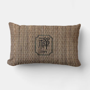 Zen Japanese calligraphy tatami print rustic Lumbar Cushion