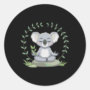 Zen Koala Meditating With Eucalyptus In Nature  Classic Round Sticker