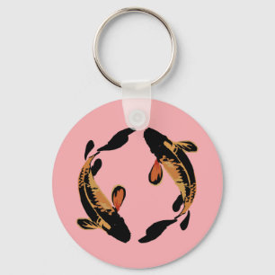Zen Koi Fish Pink Simple Minimalist Keychain