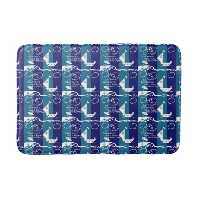 Zen Let Tomorrow's Wind Sail Boat Beach Clouds Bath Mat (Front)
