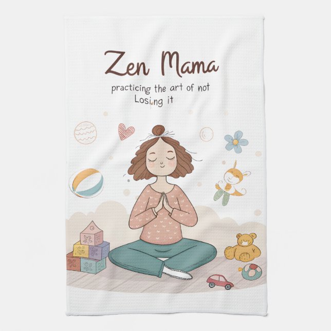 Zen Mama Calm Motherhood Art Tea Towel (Vertical)