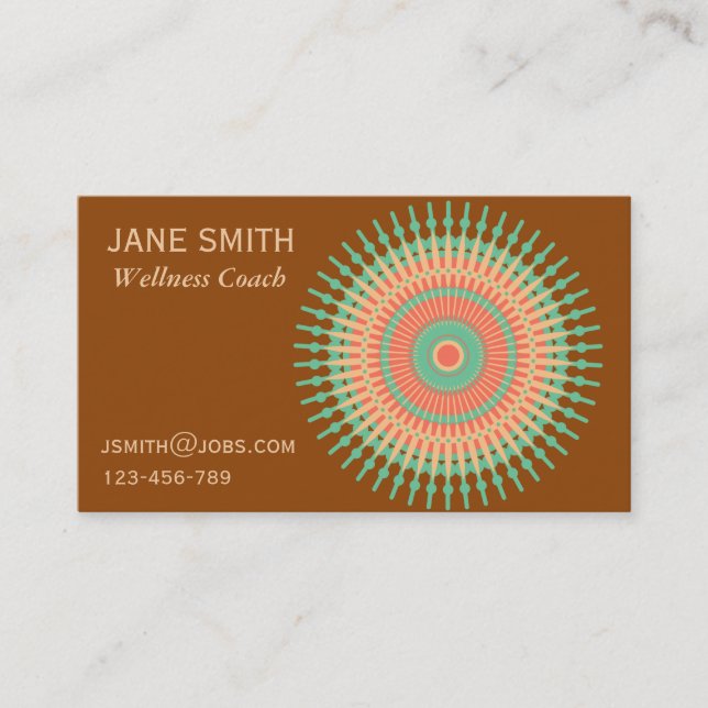 Zen Mandala wellness coach Business Card (Front)