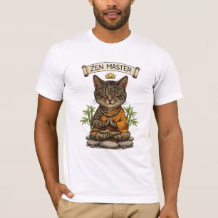 Zen Master Cat Funny Chill Gray Tabby Cat Gift  T-Shirt