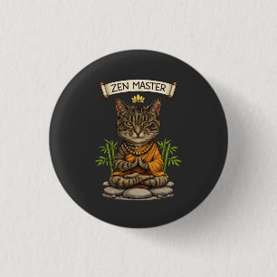 Zen Master Cat Funny Chill Grey Tabby Cat Gift 3 Cm Round Badge