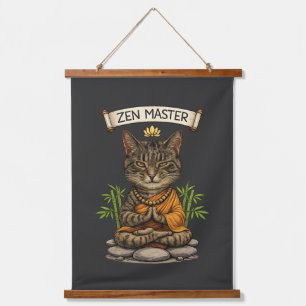Zen Master Cat Funny Chill Grey Tabby Cat Gift  Hanging Tapestry