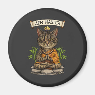 Zen Master Cat Funny Chill Grey Tabby Cat Gift Magnet