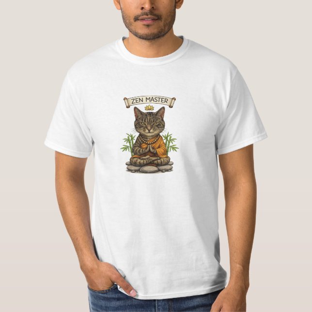 Zen Master Cat Funny Chill Grey Tabby Cat Gift  T-Shirt (Front)