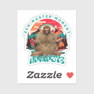 Zen Master Moment Bigfoot Meditation Retro Art
