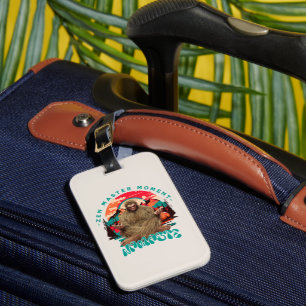 Zen Master Moment Bigfoot Meditation Retro Art Luggage Tag