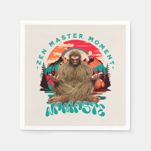 Zen Master Moment Bigfoot Meditation Retro Art Napkin