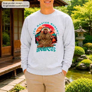 Zen Master Moment Bigfoot Meditation Retro Art Sweatshirt