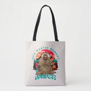 Zen Master Moment Bigfoot Meditation Retro Art Tote Bag