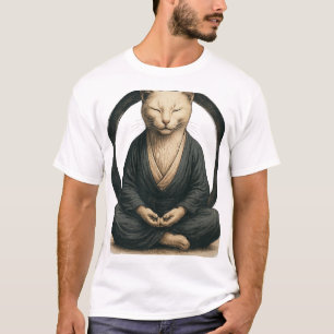 Zen Meditating Cat – Enso Circle Mindful Yoga Art T-Shirt