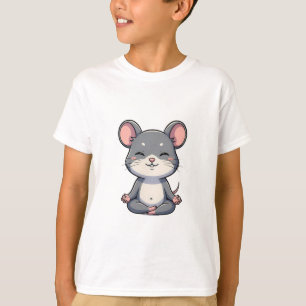 Zen Meditating Mouse Cartoon Kids T-Shirt