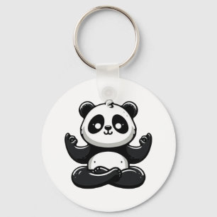 Zen Meditating Panda - Cute Animal Meditation Pose Key Ring