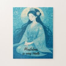 Zen Meditation art Mindfulness Yoga Blue Custom