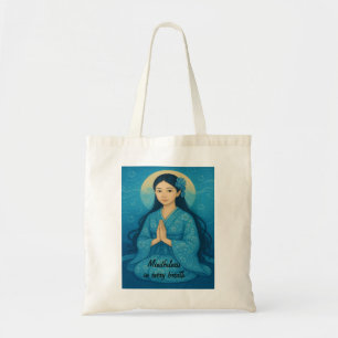 Zen Meditation art Mindfulness Yoga Blue Custom Tote Bag