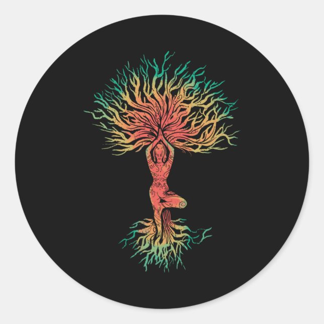 Zen Meditation Yoga Life Tree Omm Gift Classic Round Sticker (Front)