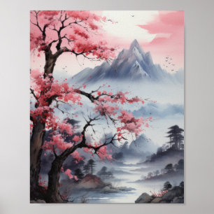 Zen Minimalistic Japanese Landscape Painting Poste Poster