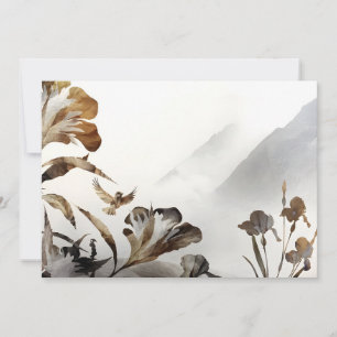 Zen Misty Mountain Birds Minimalist Nature Announcement