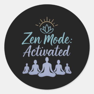 Zen Mode Activated Yoga Retreat Lotus Sun Design Classic Round Sticker
