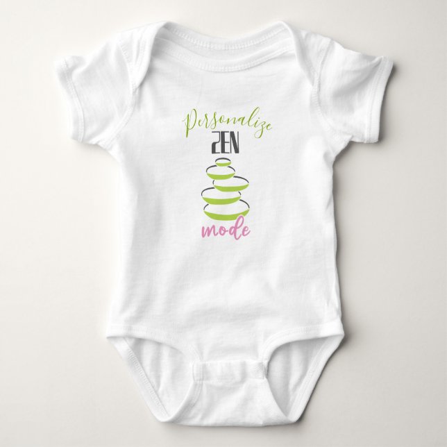 Zen Mode Yoga Meditation Green Balance Rocks Baby Bodysuit (Front)