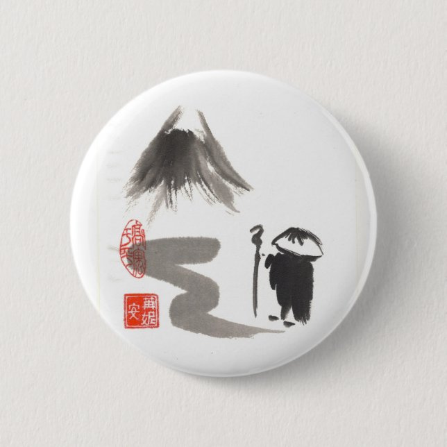 Zen Monk on Journey 6 Cm Round Badge (Front)