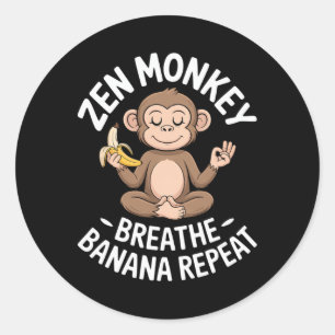 Zen Monkey Breathe Nana Repeat Funny Yoga Meditati Classic Round Sticker