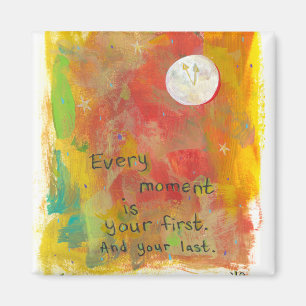 Zen Moon modern art painting - live in the moment Magnet