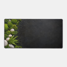 Zen Mossy Forest Floor and Stone Desk Mat