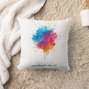 Zen Motion No. 01: Minimalist Line Art & Vibrant E Cushion