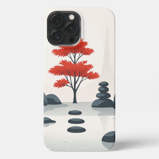 Zen Nature - iPhone Hull Red Tree Minimalist Case (Back)