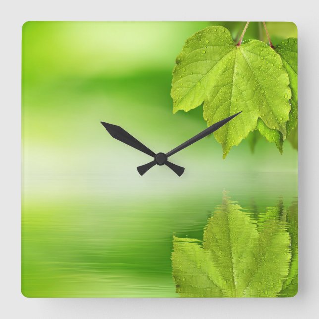 Zen Nature Leaves Wall Clock (Front)