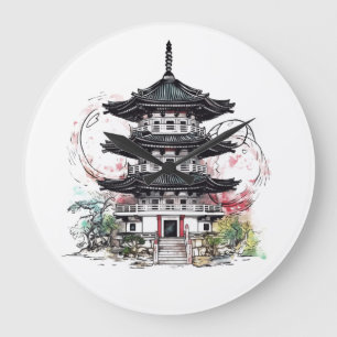 Zen of the Pagoda -  Large Clock