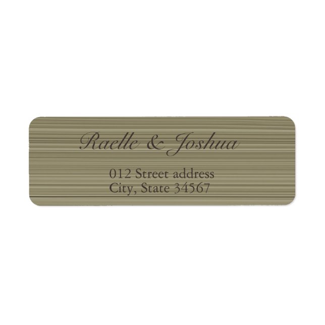 Zen olive green khaki stripes return address label (Front)