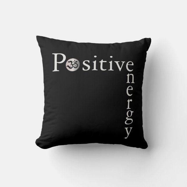 Zen Om Positive Energy Minimalist Black And White Cushion (Front)