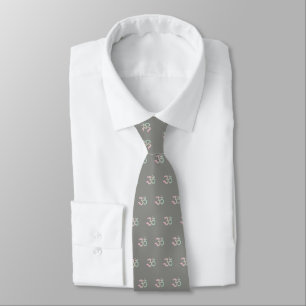 Zen Om symbol pattern pastel pink green grey tie