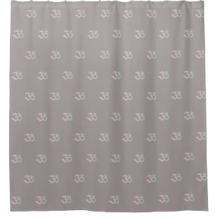 Zen Om symbol pattern Sanskrit pink shower curtain