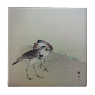 Zen painting plovers tile