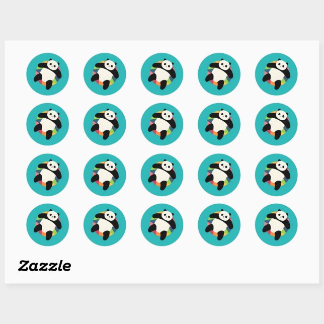 Zen Panda Spin Classic Round Sticker (Sheet)