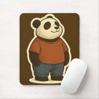 Zen Panda Sticker – Relaxed Cartoon Bear in Casual Mouse Pad